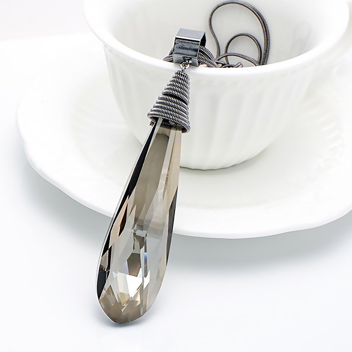 Long Chain Pendant Necklace for Women Multilayered Sweater Necklace with Created Crystal | Long Necklace | Women Jewelry | Dainty Necklace for Women | Crystal Necklace | women necklace - Image 6