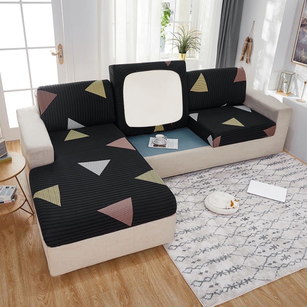 BOLUXIU Sofa Seat Cover - Sofa Seat Cushion Cover, Non-Slip, Elastic, Geometric Pattern, Water Resistant, Polyester/Spandex, 5cm Depth, 75in Width, 5cm Height, Machine Washable, Indoor/Outdoor Use