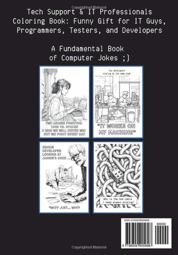 Tech Support & IT Professionals Coloring Book: Funny Gift for IT Guys, Programmers, Testers, and Developers: A Fundamental Book of Computer Jokes (IT & HR Coloring Circus) image 3