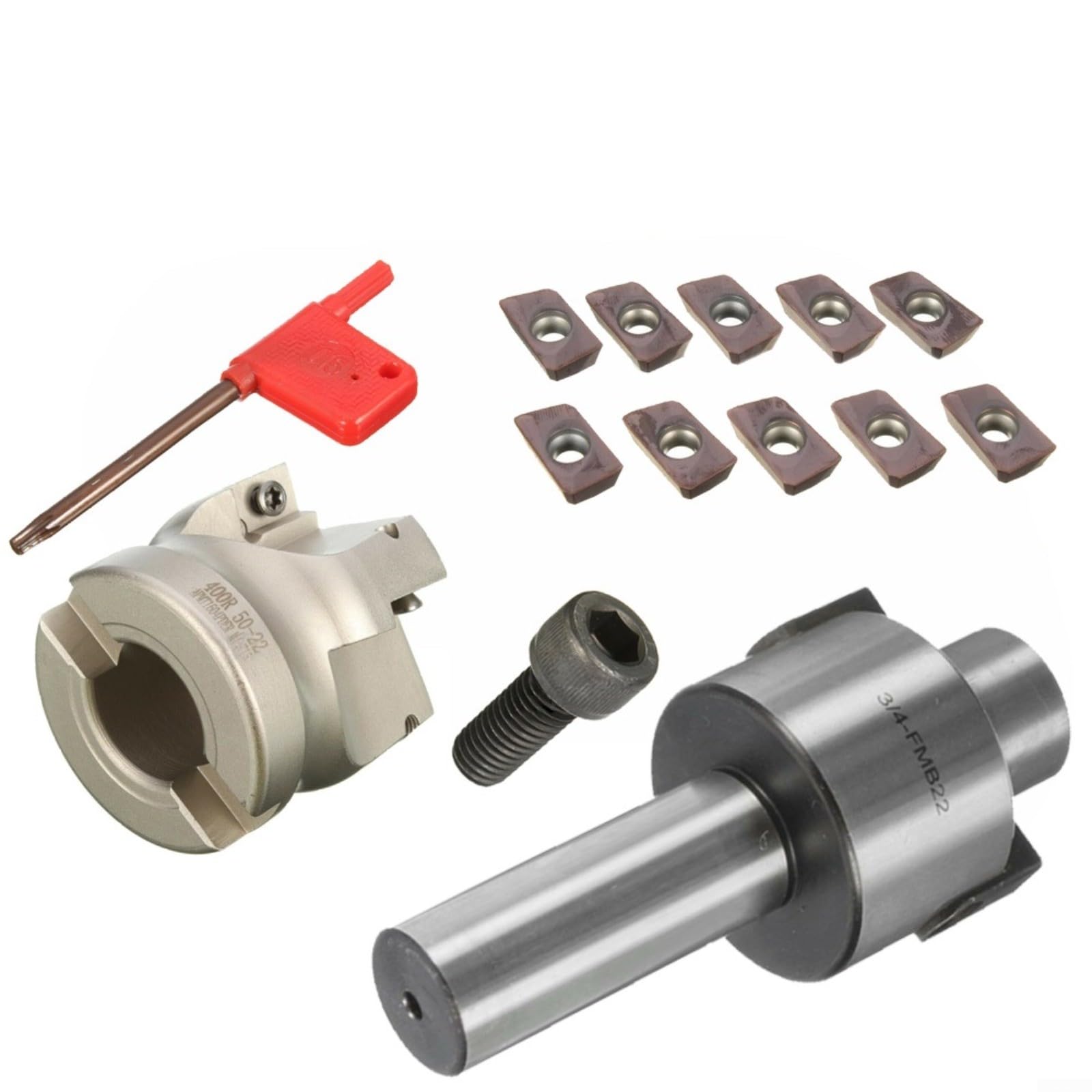 Fresa de frente CNC carburo cementado C3/4-FMB22 soporte 400R-50-22 10 piezas APMT1604