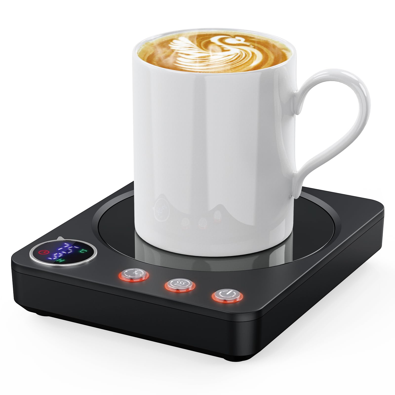 HOMEASY Calentador de Tazas, 30W para Tazas Eléctrico con 3 Configuraciones de Temperatura 4H Apagado Automático para Escritorio Agua Caliente Té Leche Calentador Regalo Negro