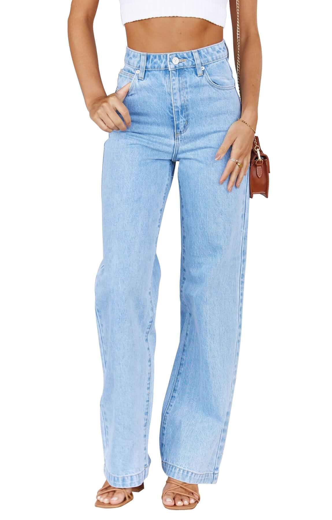 Cicy Bell Women's High Waisted Petite Jeans Boyfriend Baggy Straight Leg Casual Denim Pants with Pockets Jeans
