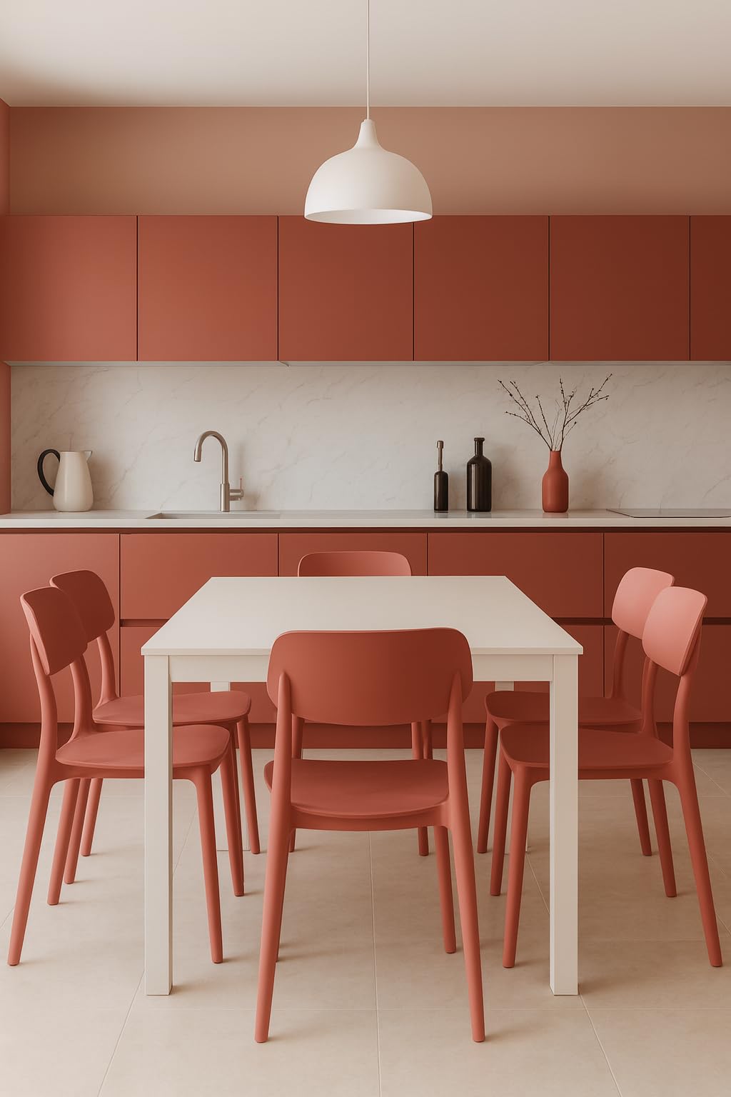 eacommerce | Sedia impilabile | Polipropilene 40x39x78cm | Leggera, ergonomica, resistente alle intemperie | Per cucina, bar, ristoranti, uso interno ed esterno (Set 4 Sedie, Mattone)