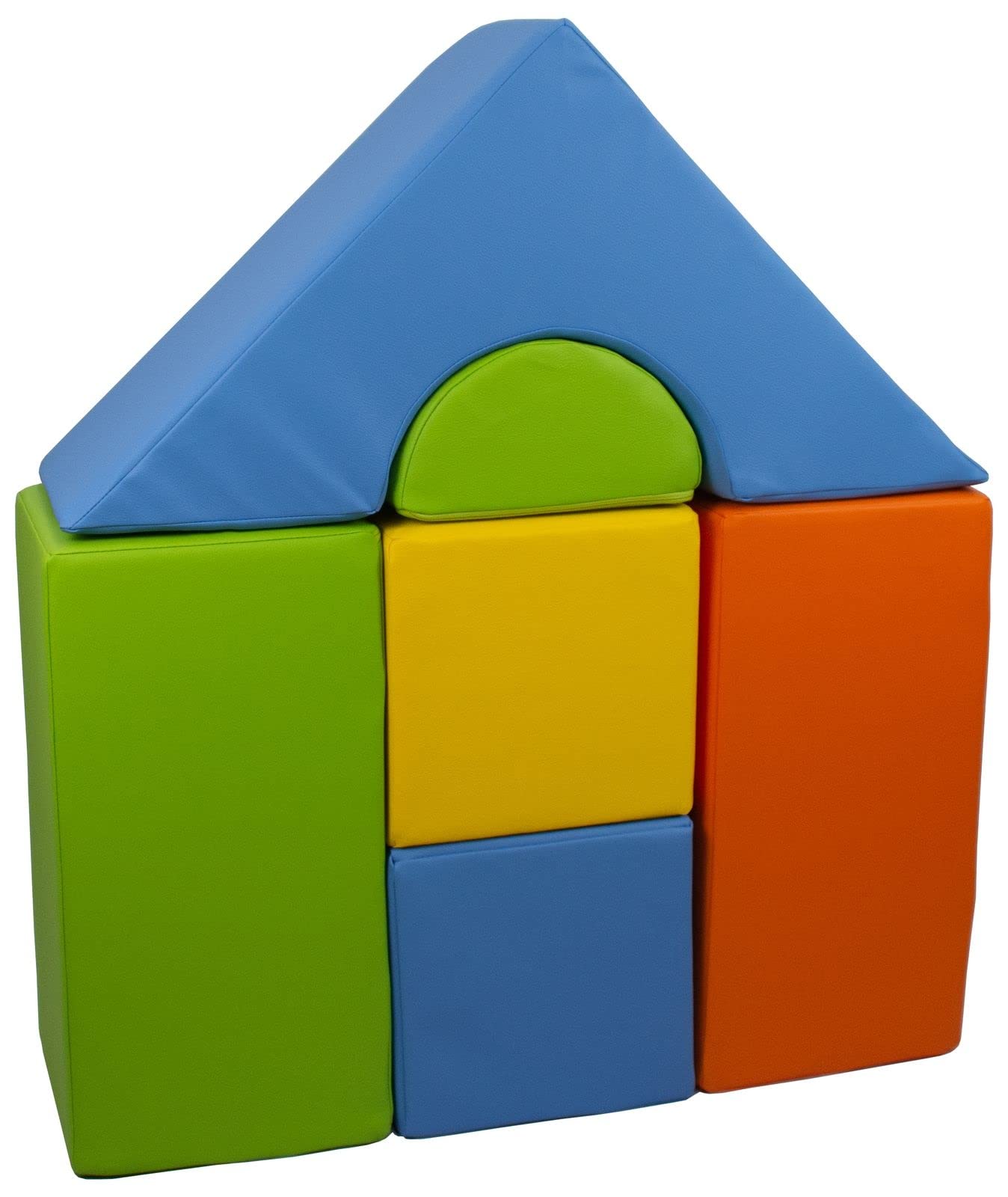Velinda 6-TLG. Mini-Schloss-Set Groß-Softbausteine Schaumstoffbausteine Riesenbausteine (Farbe: gelb, grün, blau, orange)