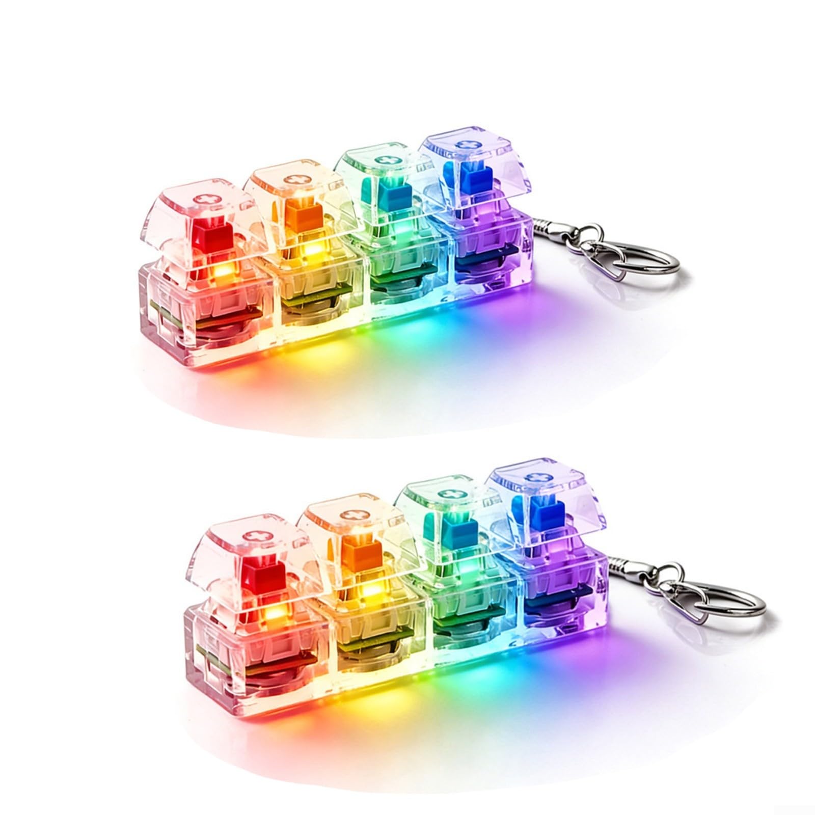 RGB Fidget Keyboard Key Fobs - Stress Relief & LED Lights -1