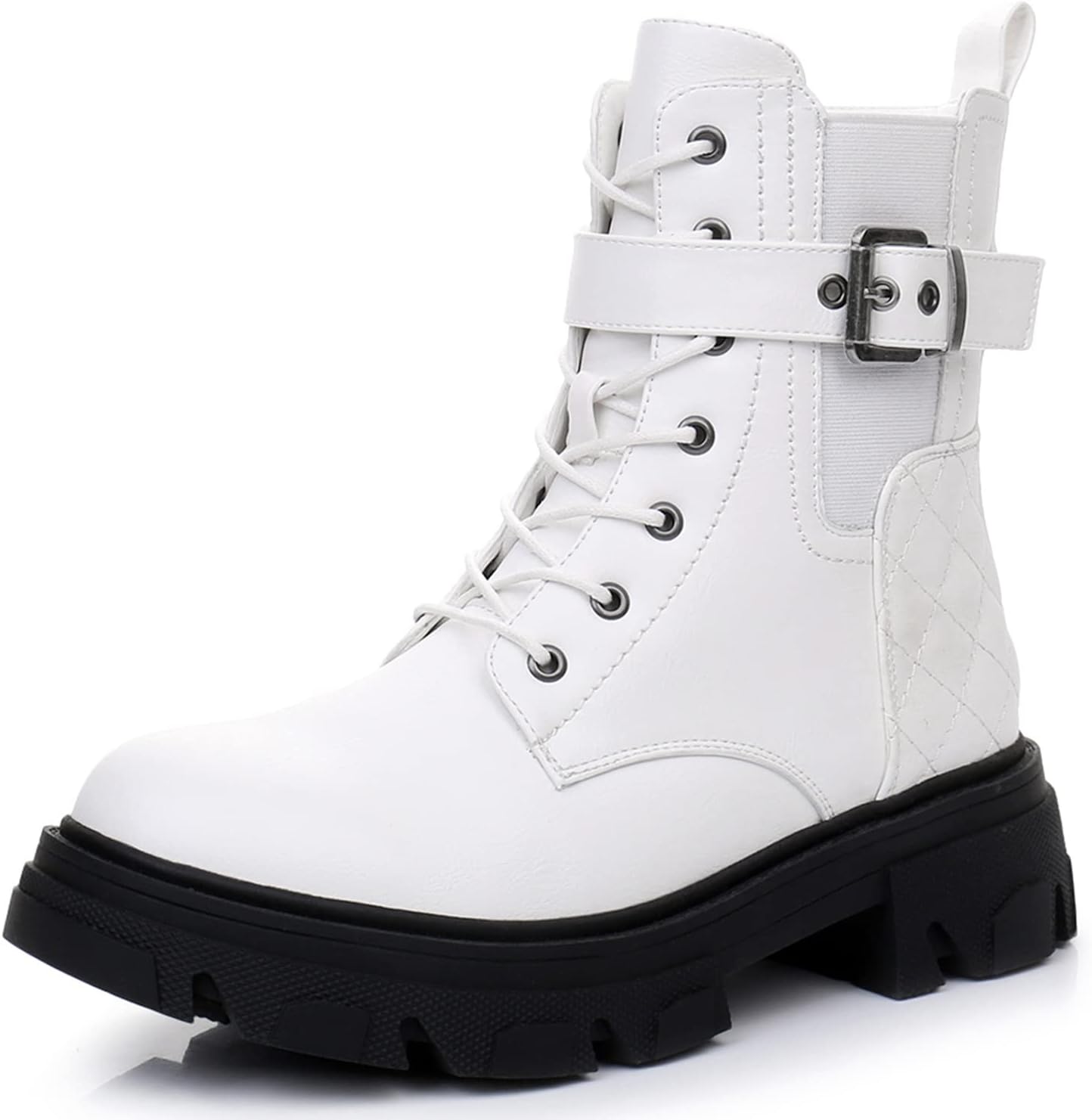 GLOBALWIN Women's Combat Boots Lace Up Ankle Booties Comfortable Lug Sole... - Picture 39 of 46