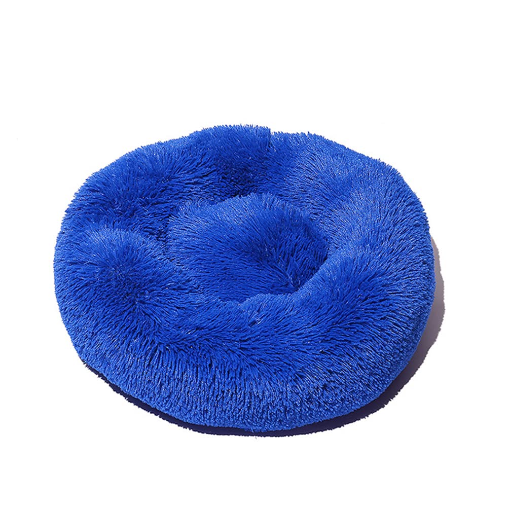 Lukery Dog Cat Donut Bed, Fluffy Plush Puppy Kitten Cuddler Round Bed, Warm and Soft Pet Cosy Anti Anxiety Beds for Small/Medium/Large Dogs (70CM,Moderate blue)