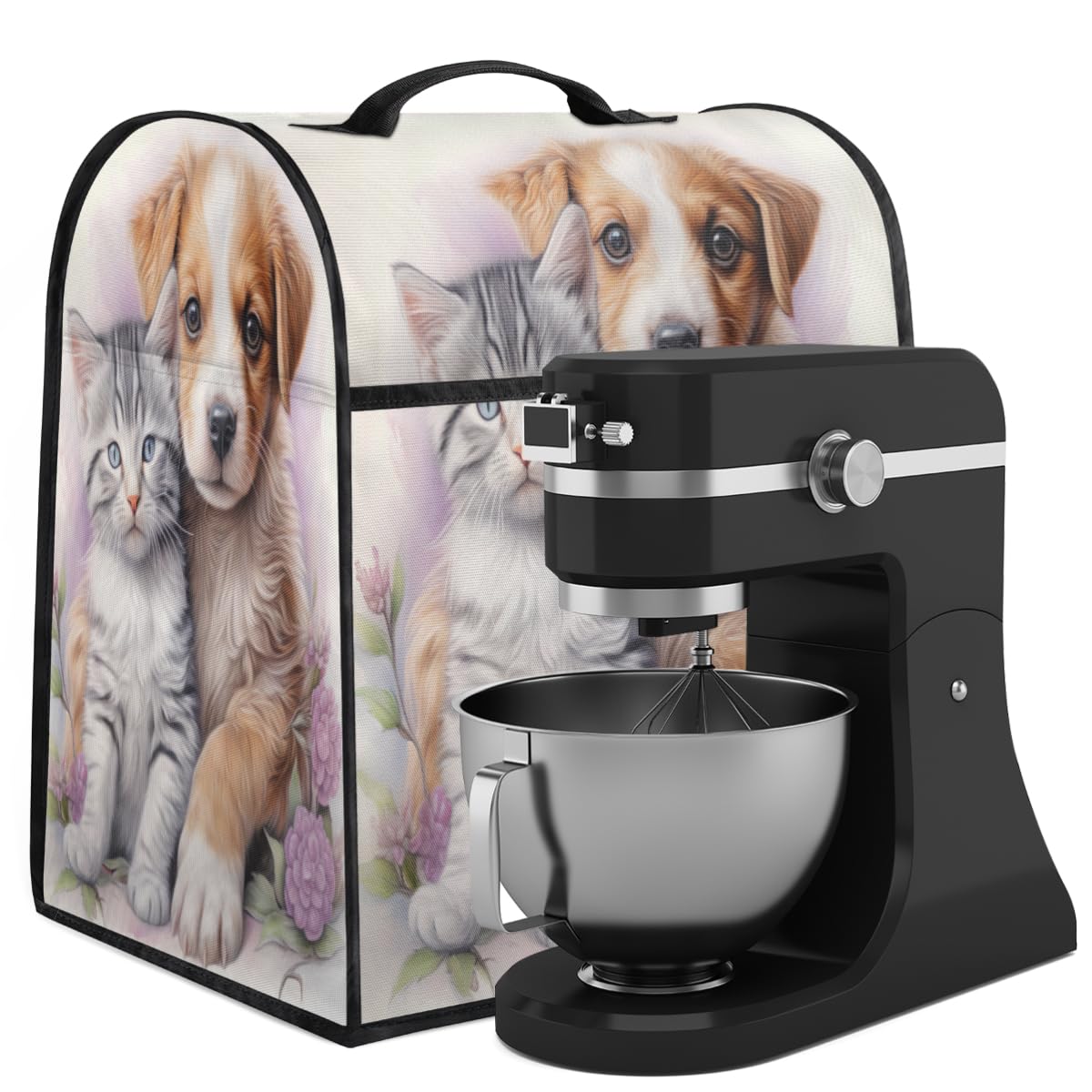 Coffee Maker Cover Cat Dog Flower Kitchen Appliance Covers Small Appliance Covers Blender Cover Juicer Cover Dust Covers for Kitchen Appliances with Top Handle and Pockets,Washable,C125