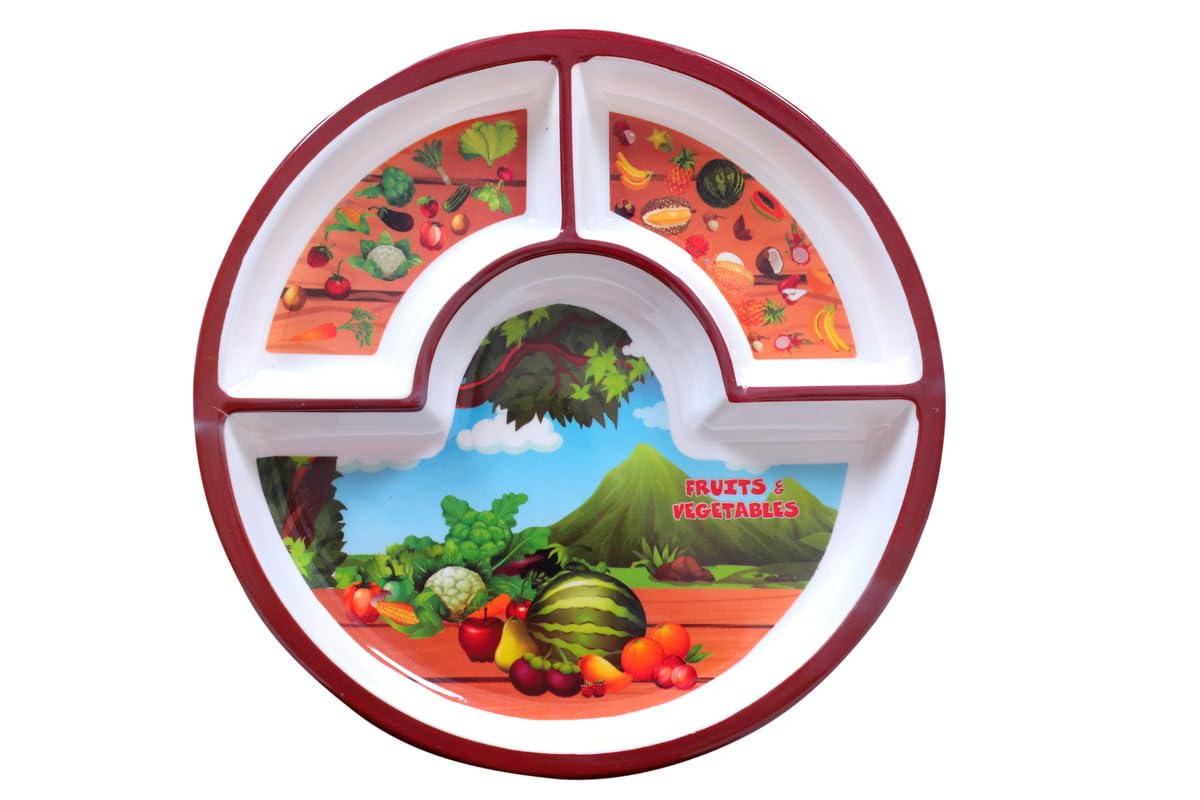 KKAKU Melamine 2Pcs Angel Kids Plate Set - Veggies | Food Grade & Safe Snacks Serving Plates for Kids Boys & Girls | Learning & Playing Food Eating Plates for Toddlers | Kids-Friendly Design-image-9