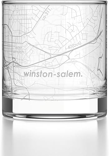Miniatura 109 de Well Told Vaso de whisky grabado con mapa de Charleston, Carolina del Sur, vaso de rocas estilo antiguo (11 oz, transparente), vaso de whisky