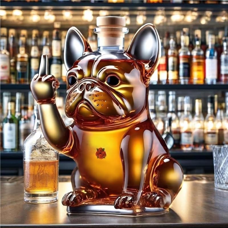 Bottiglia Whisky Bulldog – Decanter Per Cani In Vetro, Regalo Divertente Per Amanti Dei Cani, 300 Ml