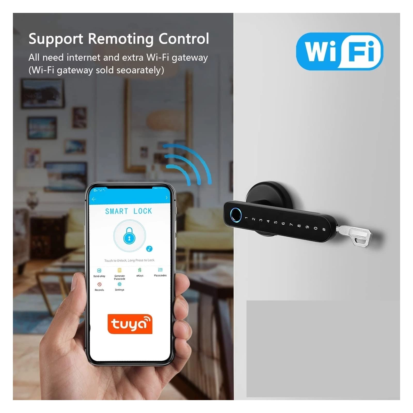 Serratura Smart, Tuya Impronta digitale biometrica Serratura intelligente Password Serratura digitale elettronica Serratura senza chiave Manopole for porte for la casa della camera da letto ,Smart Loc