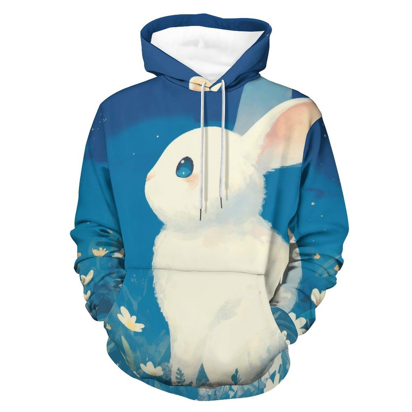 Pullover lapin blanc papillon sweatshirt manches longues taille S mixte - 8