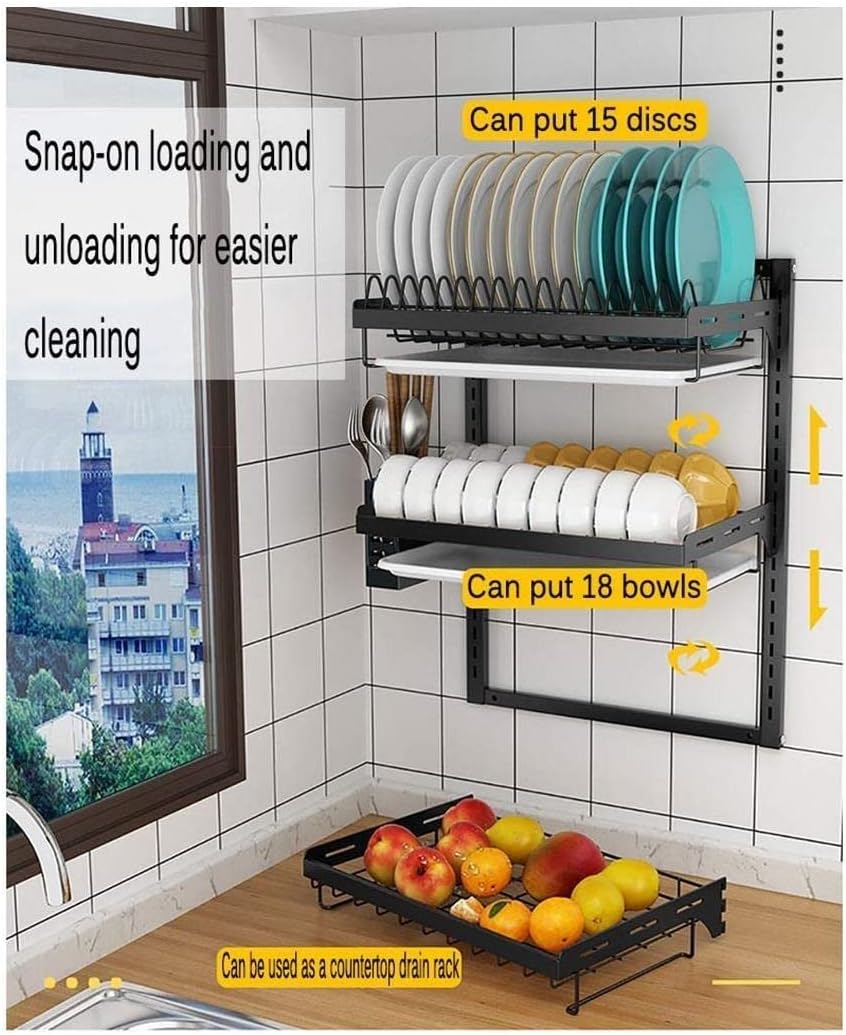 Wall-Mounted Kitchen Cutlery Rack Drain Rack Stainless Steel Cutlery Storage Rack