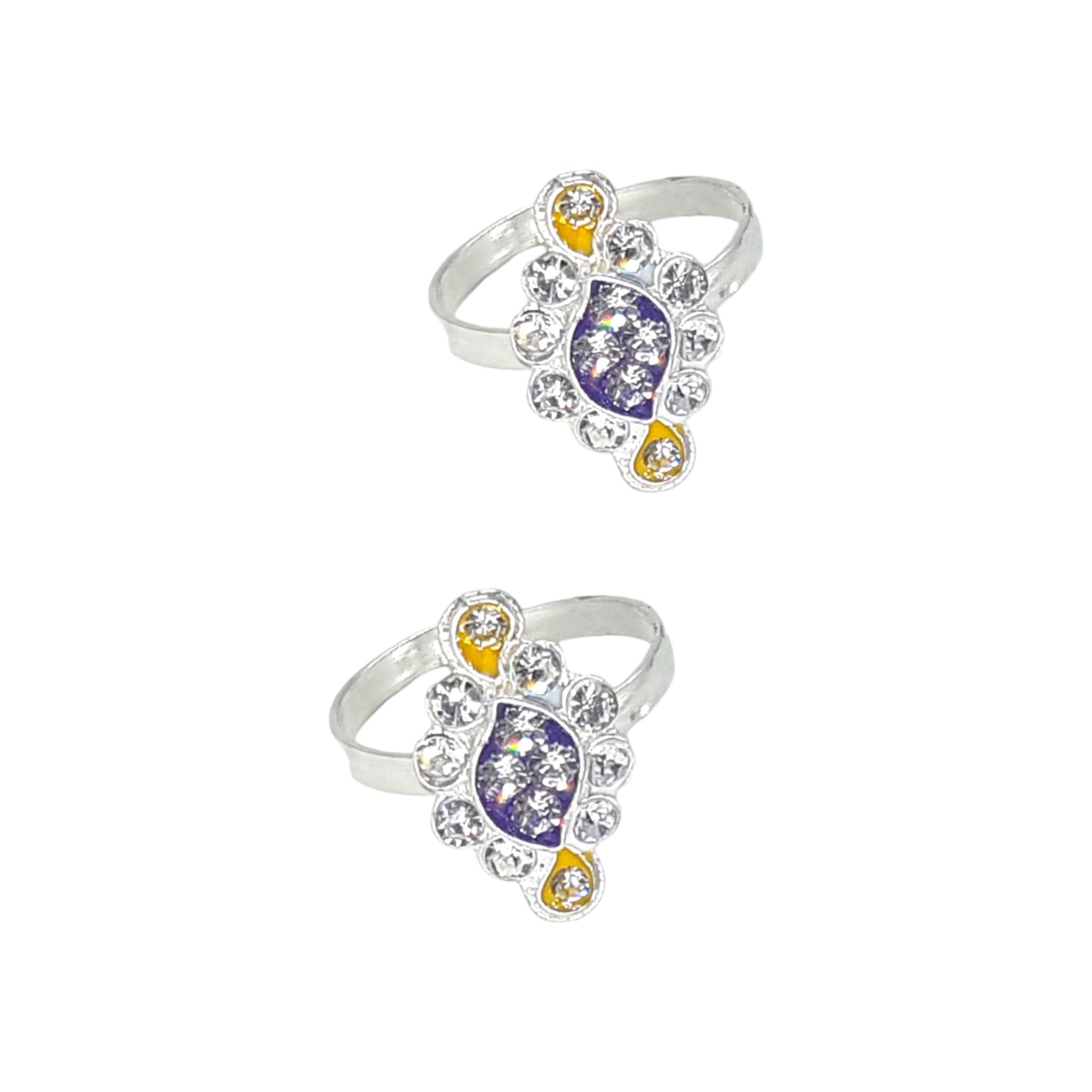 Adjustable multi color Stone Midi Toe Ring | Bichiya For Women and Girls-image-16