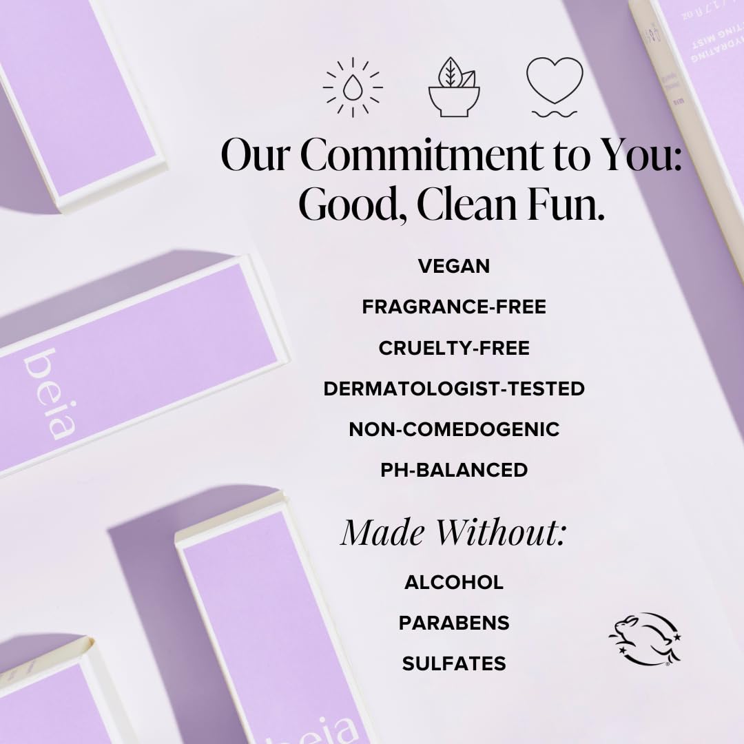 Beia Setting Spray with Hyaluronic Acid for Sensitive Skin - Hydrating Face Mist for Early Morning & Post Shower Glow - Moisturizing Finishing Spray for Makeup - Non Comedogenic Travel Size 0.5 Fl Oz - Image 6