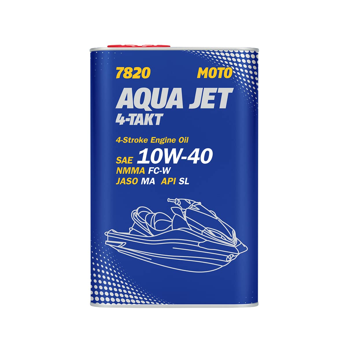 MANNOL 7820 Aqua Jet 4-TAKT 4 Stroke Engine Oil SAE 10W-40 NMMA FC-W JASO MA API SL Special Oil for Jet SKI Engines with OR Without Turbo 1 Litre German Import