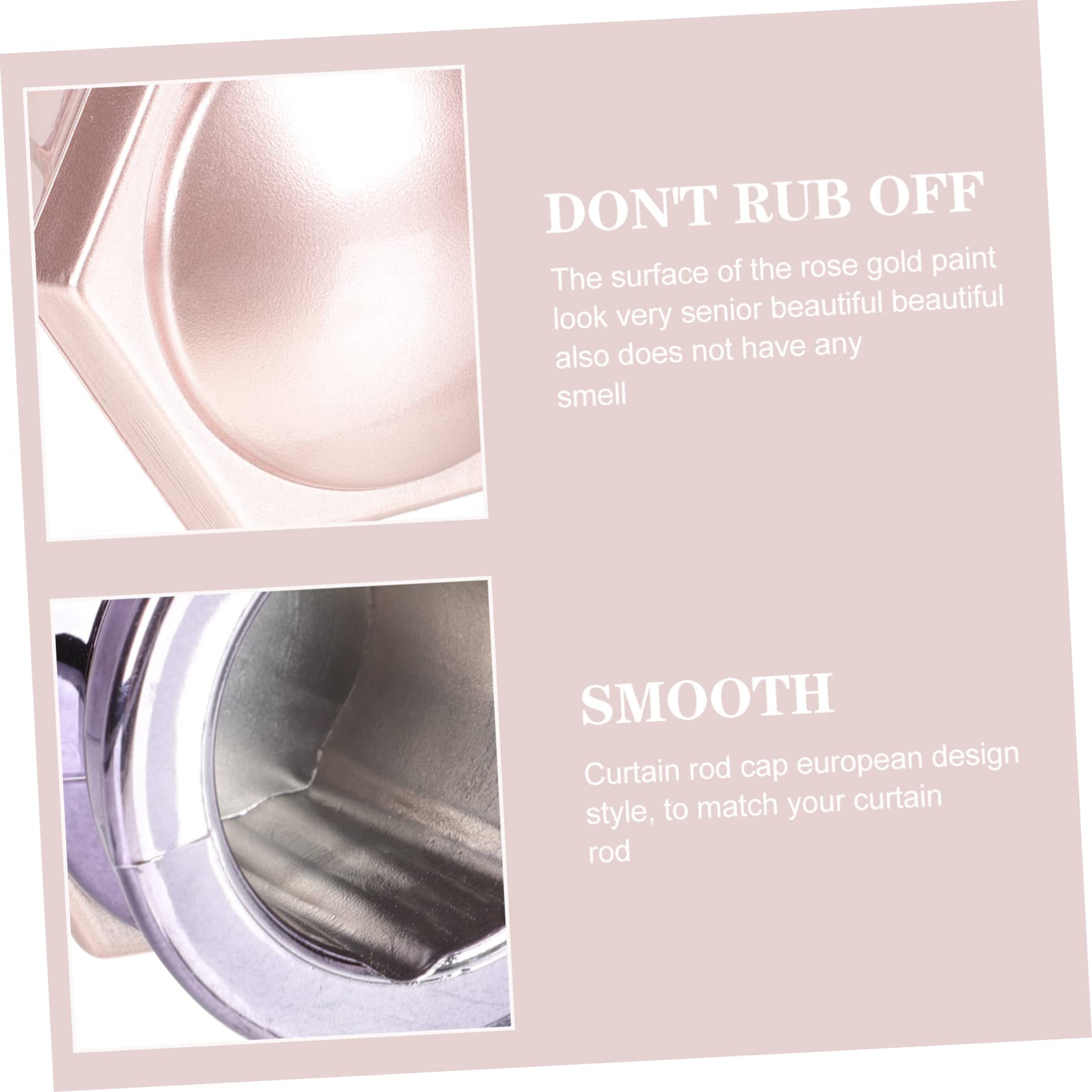 ERINGOGO 3sets Curtain Rod End Plugs Metal Finials Rose Finials Decorative End Caps for Home Decor 2pcs*3