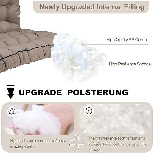 Miniatura 4 de Cojines de columpio para porche, cojines de columpio de 55 pulgadas para muebles de exterior, impermeables, repuesto de cojín grueso mejorado,