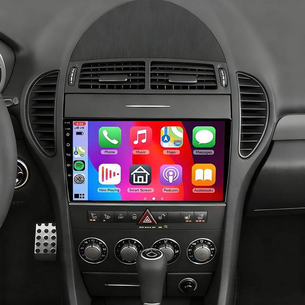 2+64G Android 14 Autoradio für Mercedes SLK R171 W171 2004-2011 GPS Navi mit Wireless Carplay Android Auto 9 Zoll DAB 2 Din Radio für Mercedes SLK Radio Bluetooth WiFi SWC AHD Rückfahrkamera FM/RDS
