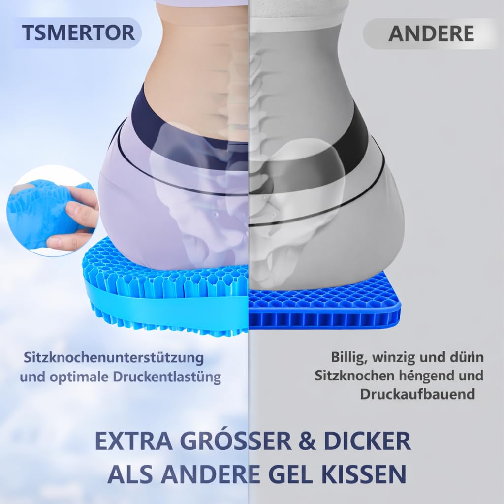 Gelsitzkissen, Sitzkissen Orthopädisch Ergonomisches Steißbeinkissen Sitzring Steißbein entlastet & Sitzkomfort Weich und bequem mit waschbarem für Bürostuhl Auto Ischias Schwangerschaft