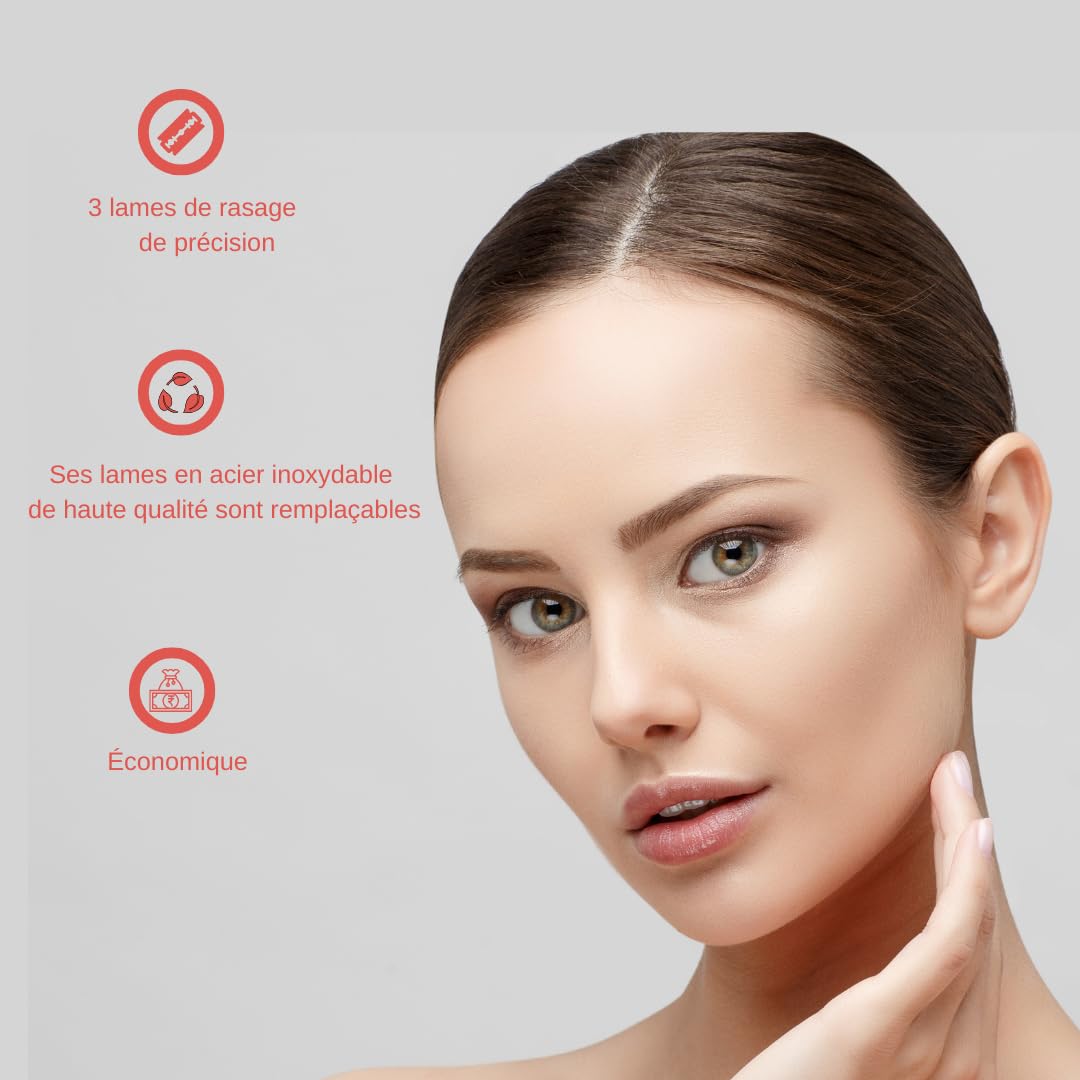 Kit Dermaplaning Visage – Lames de Précision, Ciseaux, Brosses – Épilation Sourcils, Duvet et Moustache – Exfoliation Pour Peaux Sensibles, Soin Facial et Maquillage – Set Professionnel - Femme