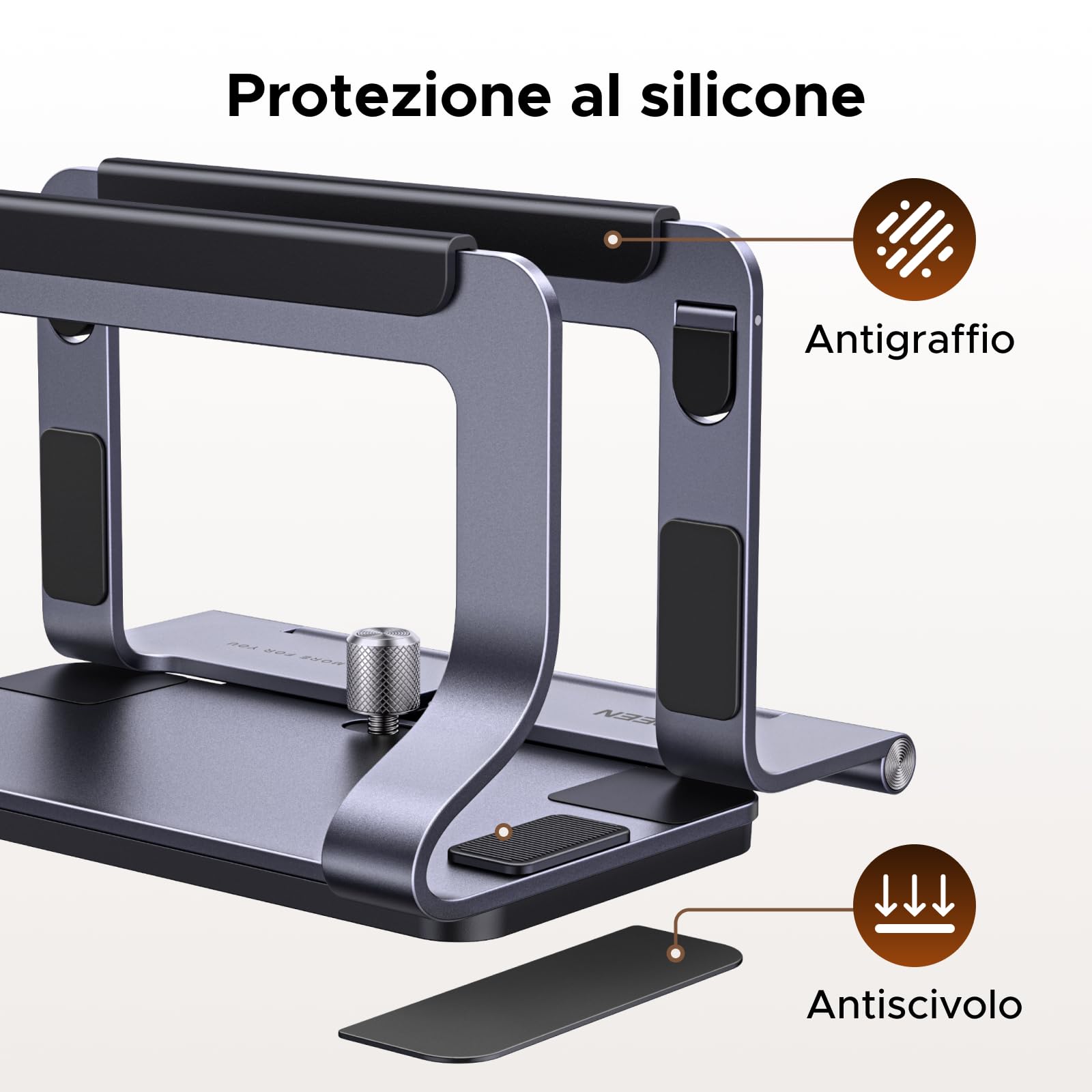 UGREEN Supporto Verticale Orizzontale 2 in 1 per Laptop Regolabile Stand per PC Portabile Salvaspazio Compatibile con MacBook Pro Air MateBook Chromebook Surface Dell HP iPad Pro Air Grigio
