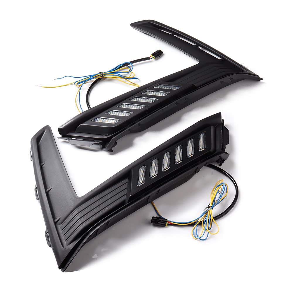 Astra Depot LED DRL Daytime Running Light Fog Lamp Assembly Sequential Turn Signal Blue City Light Compatible For Honda CR-V CRV 2023 2024, Matte Black Housing - 72W