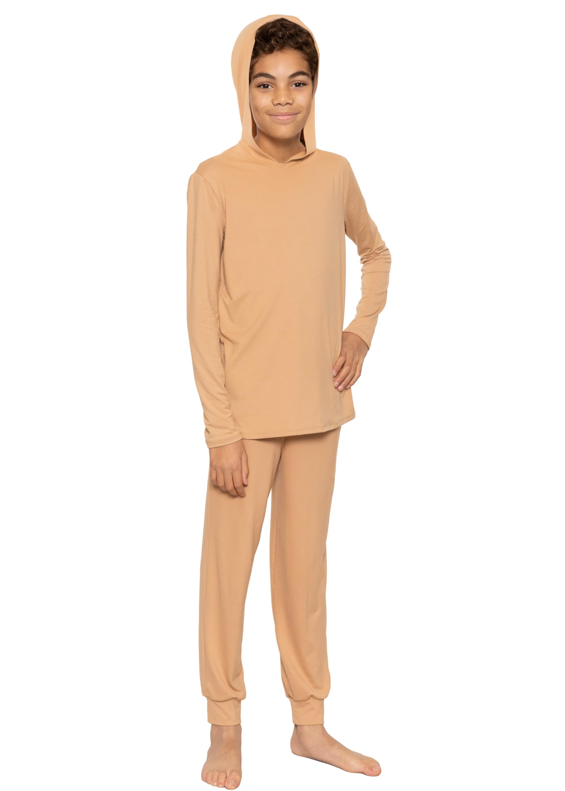 STRETCH IS COMFORT Boys Thermal Set Long Sleeve Top with Jogger Pants | Crew Neck or Hoodie | Thermal Underwear For Kids Set