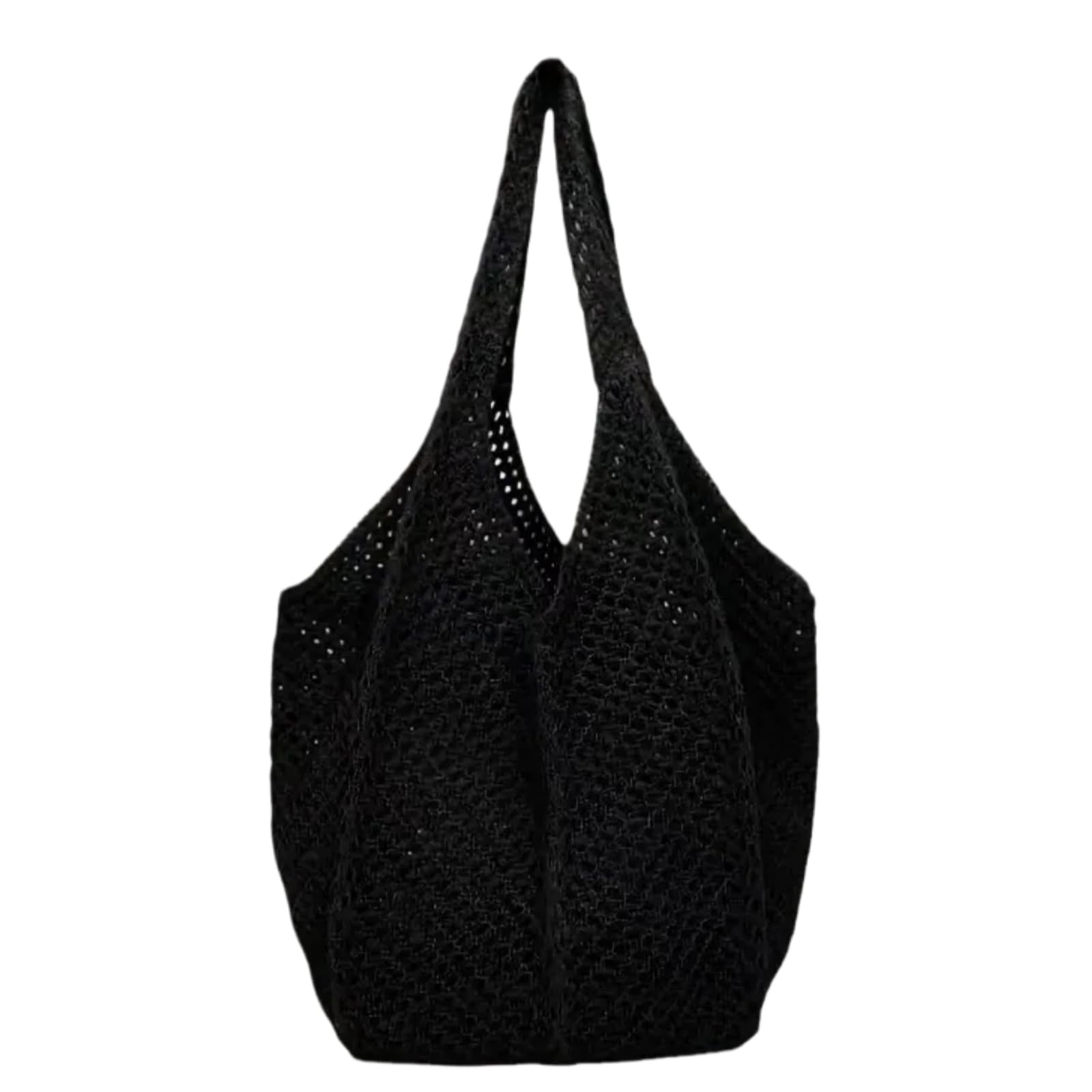 Ebzfaso Black Knitted Hollow Woven Shoulder Bag