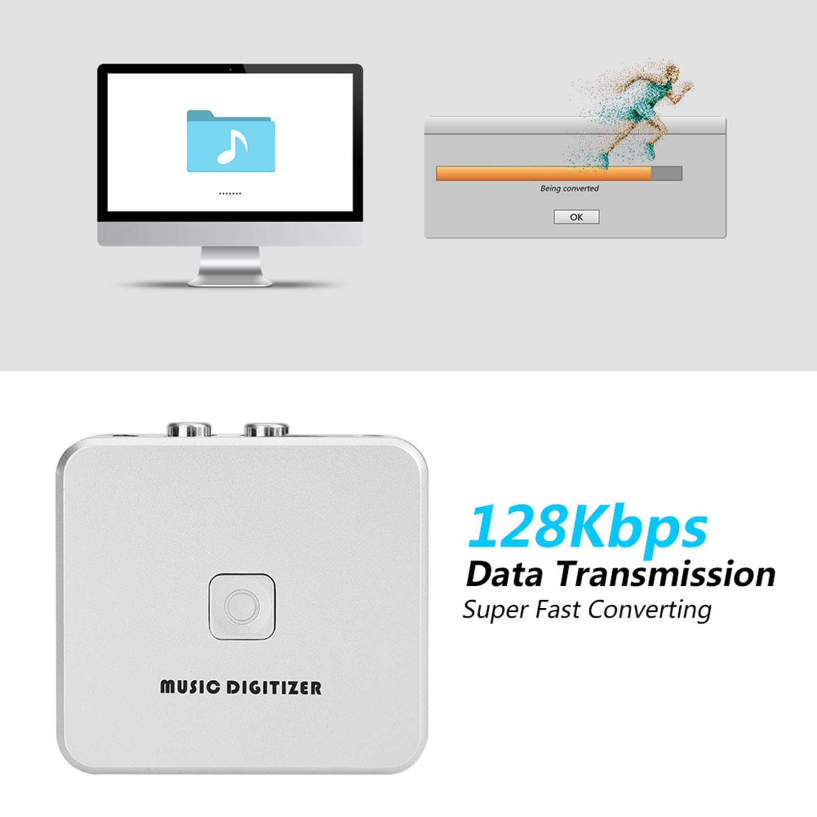 Digitalizador de Música, Canales Izquierdo y Derecho Convertidor MP3 Disco U/Tarjeta SD, Digitalizador MP3, 128 Kbps, con Conversión Súper Rápida, para Control de Condiciones en