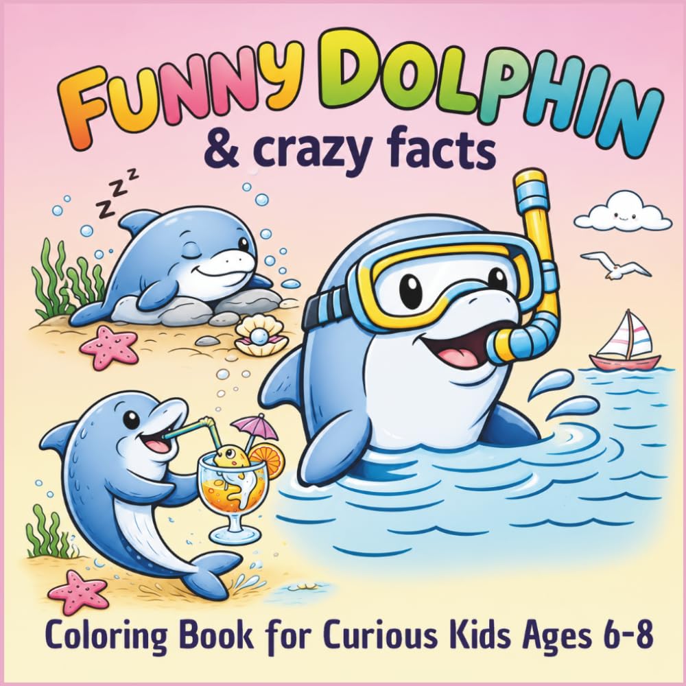 Funny Dolphin and Crazy Fakts Coloring Book for Curious Kids Ages 6-8: Silly Dolphin Scenes with Surprising Facts | Bold & Easy Designs for Kids (fynny animals & crazy facts)