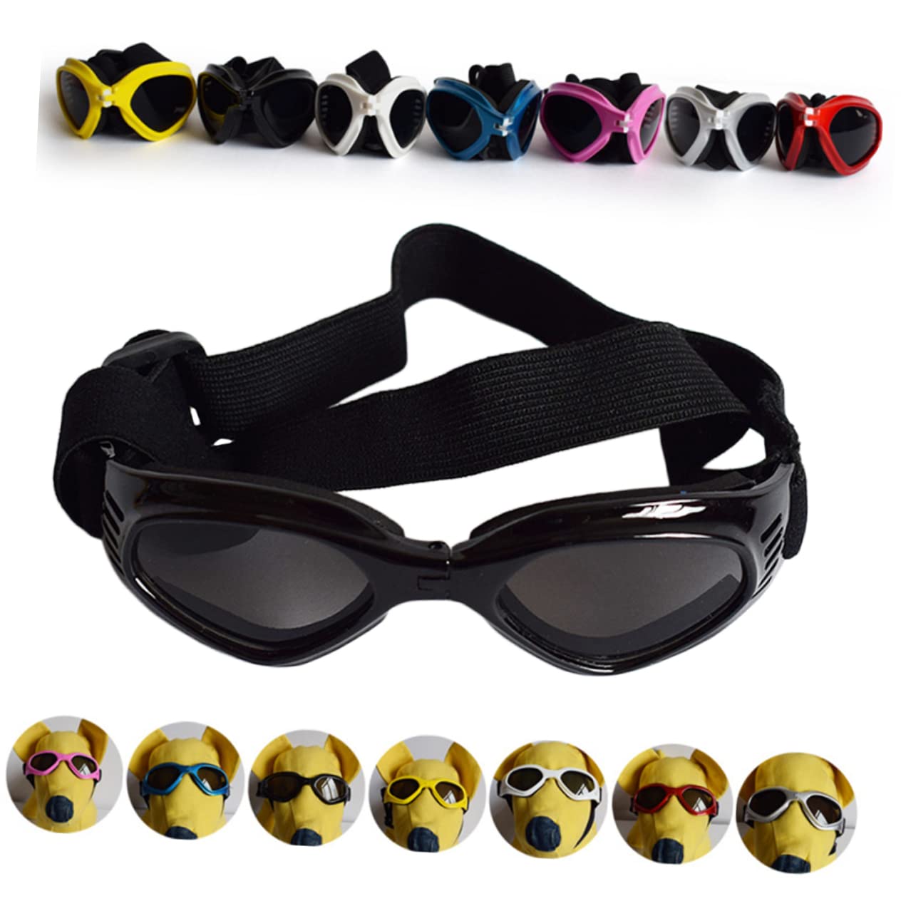 Didiseaon 3pezzi Occhiali Da Sole Per Animali Domestici Occhiali Protettivi Per Cani e Gatti Design Ventilato Protezione Uv Regolabili Colore Nero