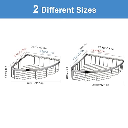 Miniatura 2 de Segistan Organizador de ducha de esquina para baño, acero inoxidable SUS304, resistente al óxido, soporte para champú, estante de almacenamiento