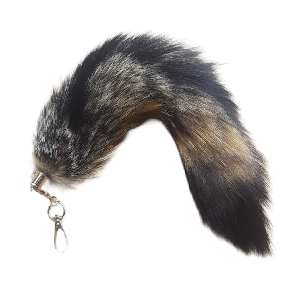 Kalttoy Women's Black Long Racoon Tail Furs Keychain Exaggerated Handbag Pendant Lowrie Tail Keyring
