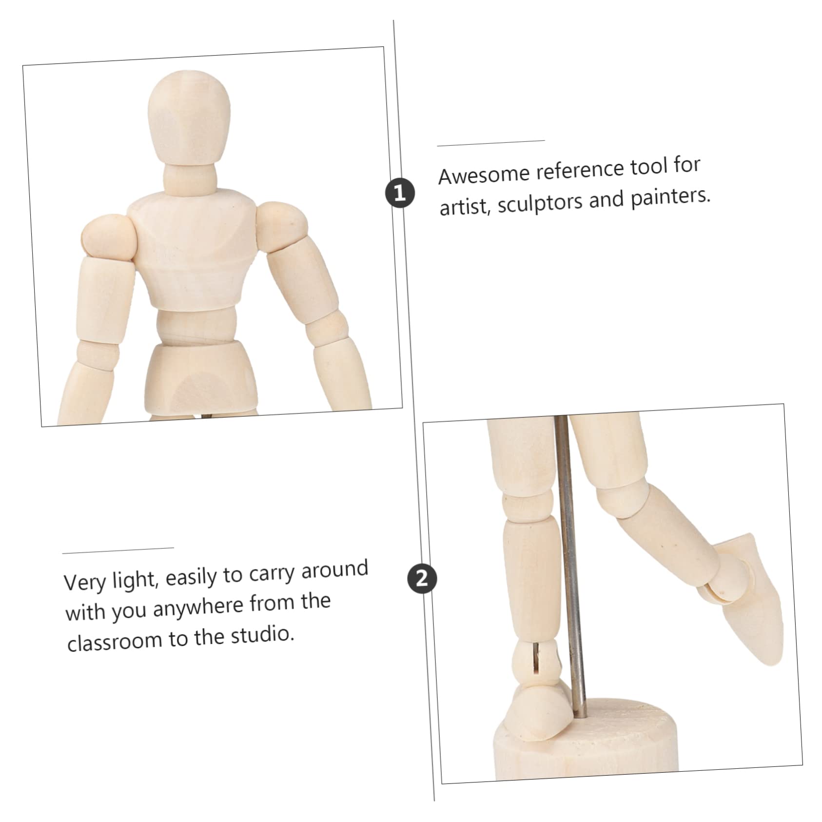 SEWACC 9pièces Mannequin Articulé pour Artistes Modèles De Dessin Et Décoration De Bureau Beige