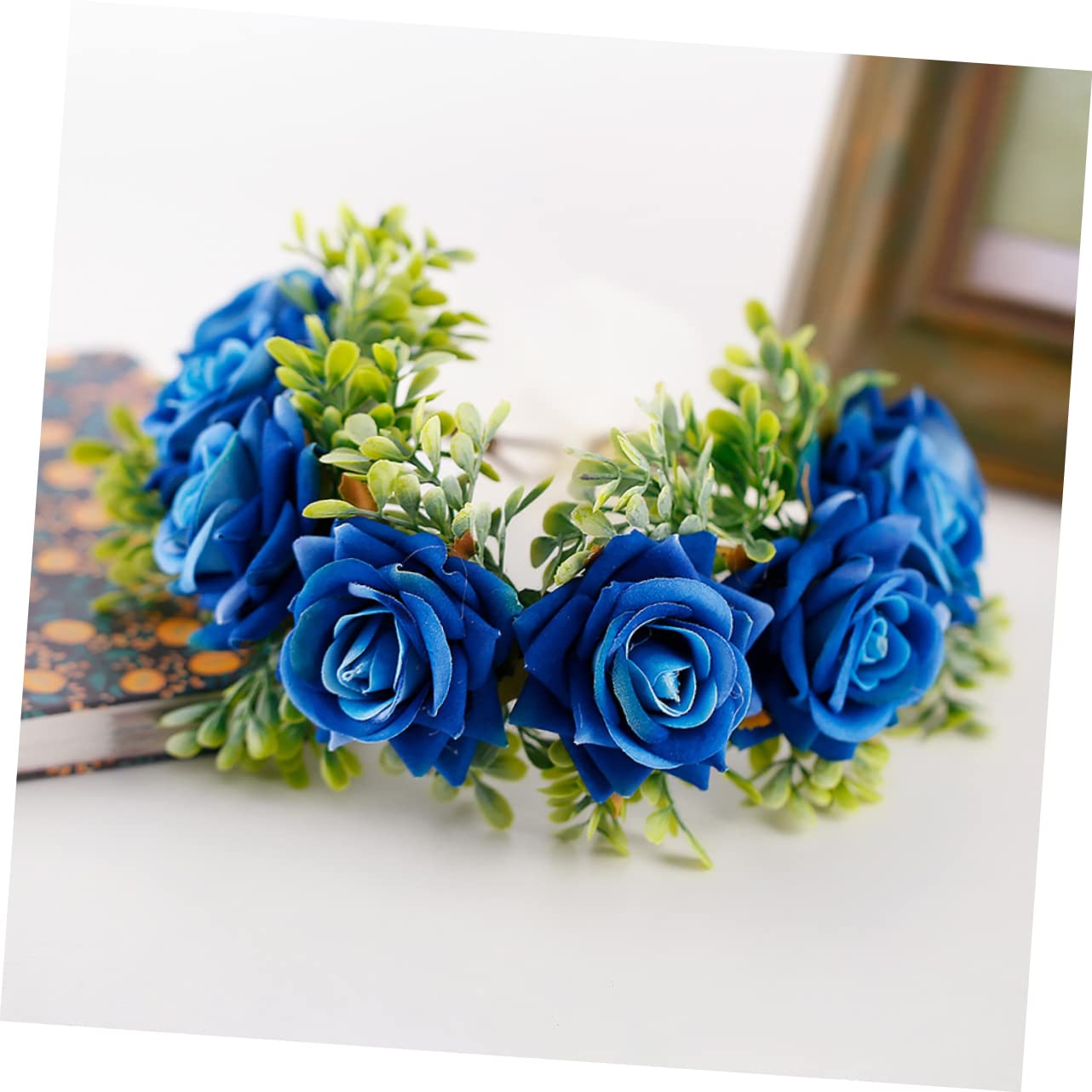 FRCOLOR 3piezas Diadema Floral Artificial Azul Para Bodas y Cosplay Tocado De Fiesta Para y Novias Accesorio De Cabello Elegante y