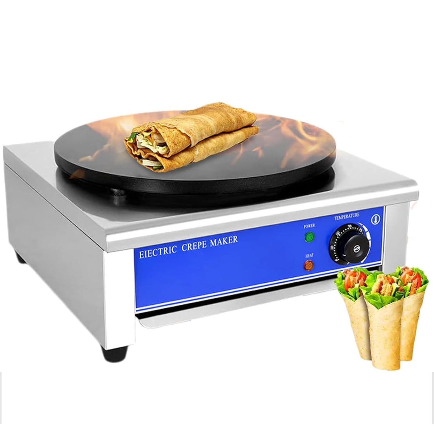 DPLXQPP Electric Crepe Making,Pancake Baking Griddle Machine,2800w Heating Plate,50-300? Adjustable Temperature,Non-Stick Egg Electric Pancake Pan,220V