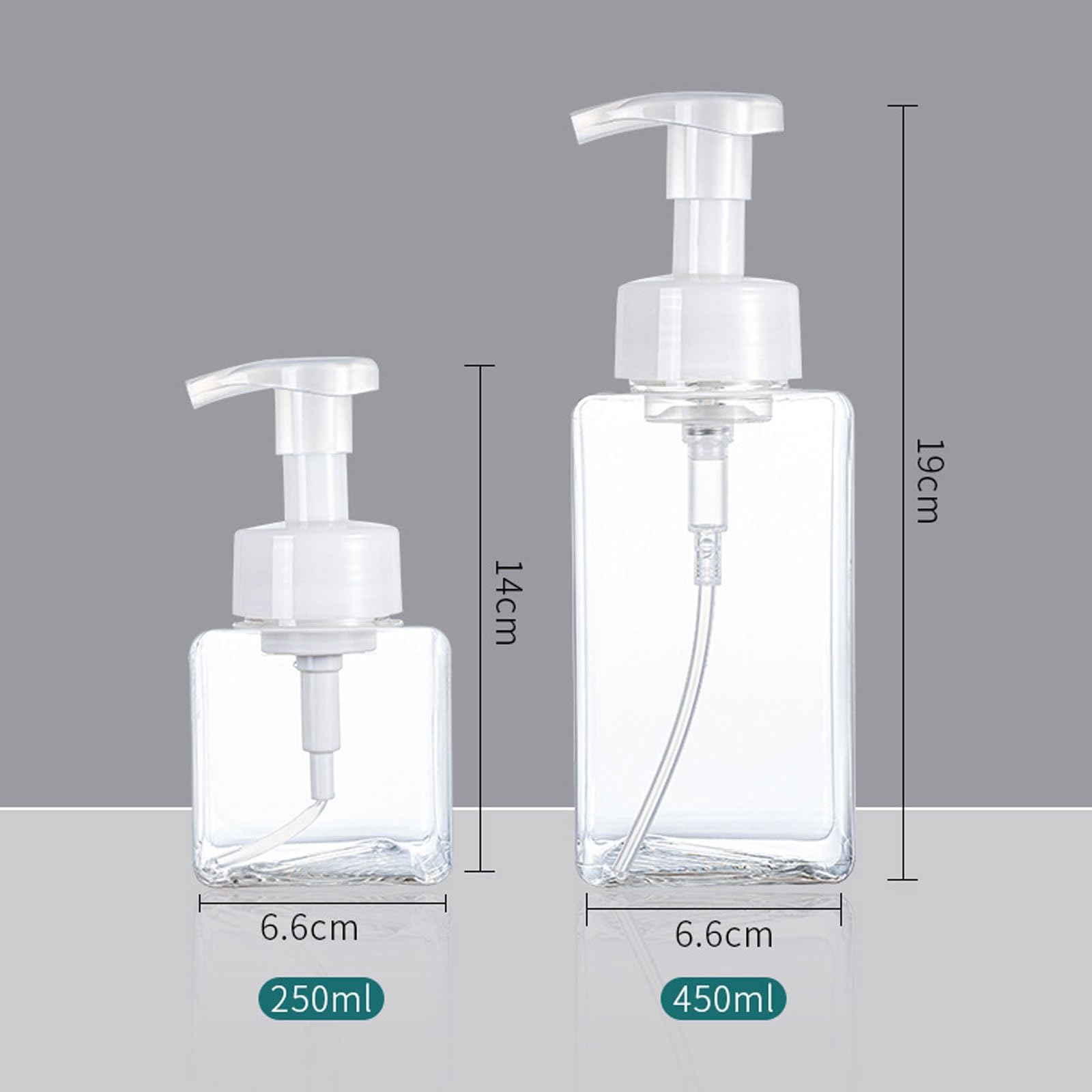 Dispenser di sapone da banco in plastica, dispenser per mousse, bottiglia di schiuma, dispenser a pressione, contenitore per liquidi da viaggio, compatibile con bagno e cucina (450 ml, verde)