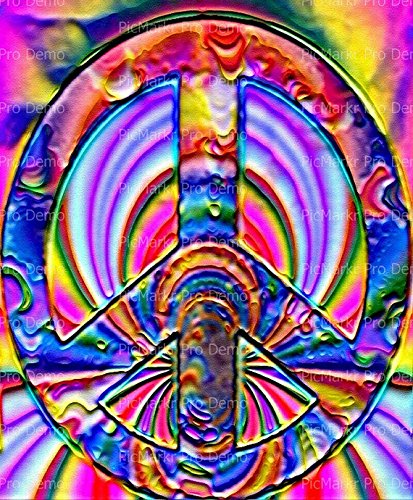 8" Round - Peace Sign Tie-Dye Hippie Birthday - Edible Cake/Cupcake Party Topper - D7712