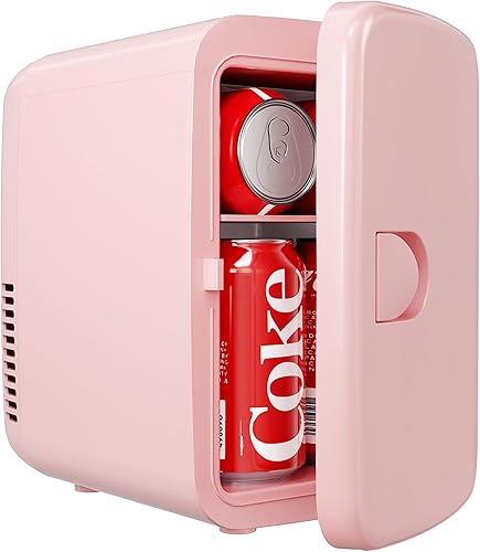 EUHOMY Mini refrigerador compacto de 4 litros6 latas, enfriador y calentador portátil de CACC para cuidado de la piel, alimentos y bebidas, mini