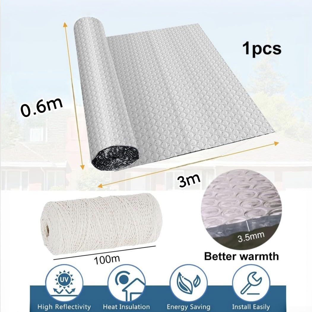 Hoch für schlagfeste, doppelseitige Aluminium-Luftblasenfolie, wasserdichte Winter-Pflanzenschutzisolierung für Topfpflanzen, Innen- und Außenbereich, Gartenabdeckung (0,6 x 6 Meter)