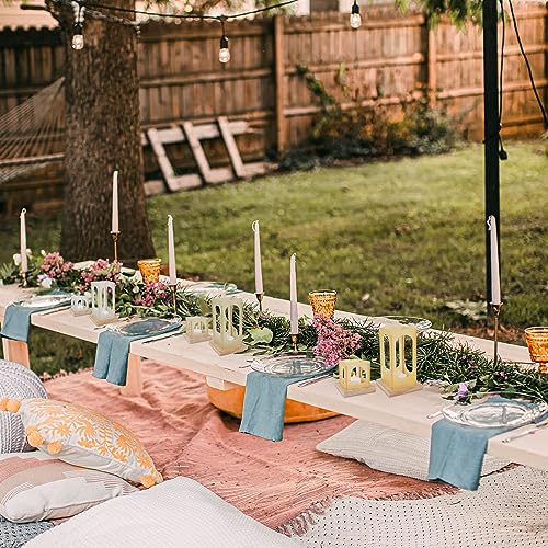 Image of Mini Lanterns with Flameless LED Candles,6Rectangle +6Square Sets of Decoration Candle Lanterns,Wedding Centerpieces for Tables,Use for Halloween,Christmas,Pool,Cowboy Party (Gold)