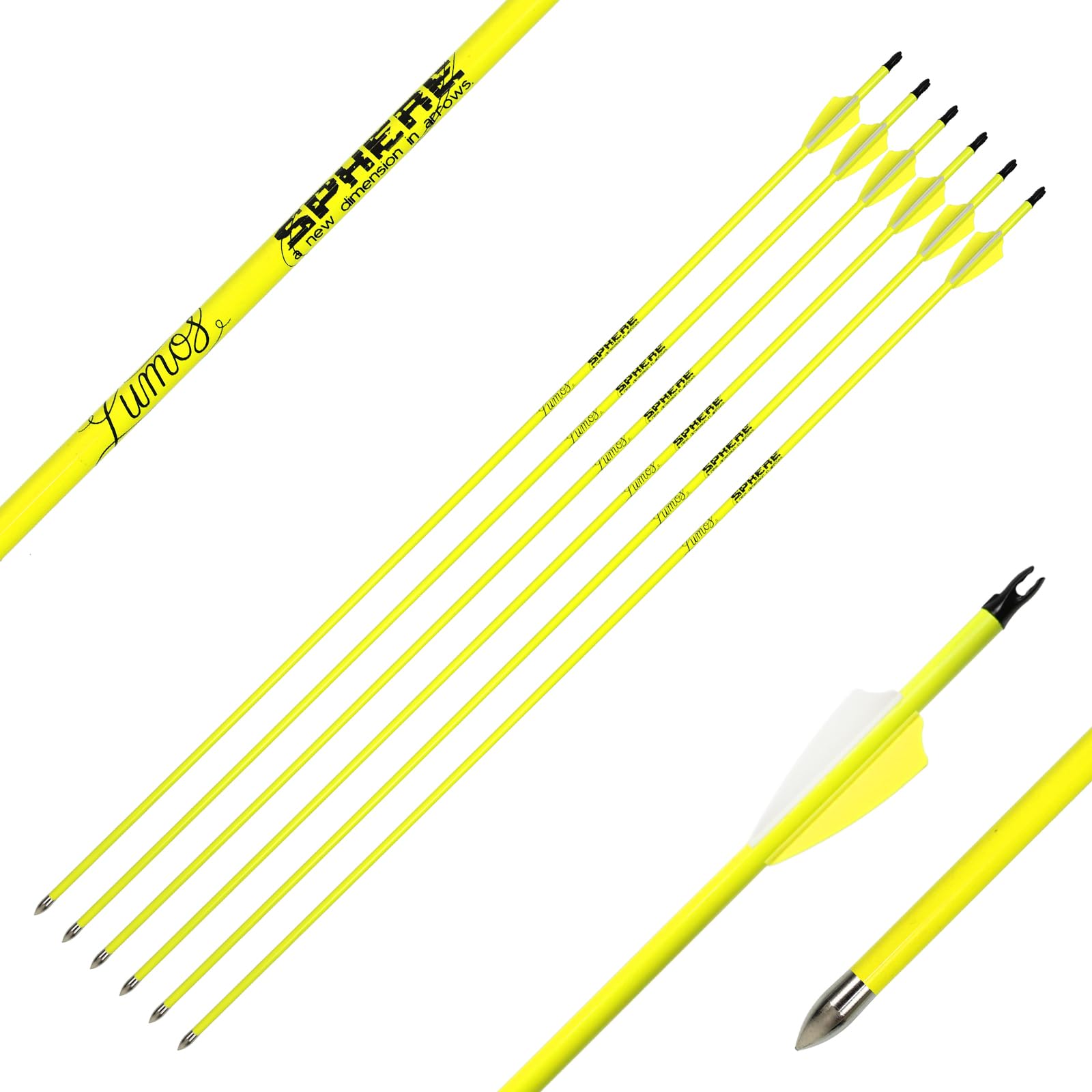 Sphere 6 Stück Carbonpfeile 30 Zolll 32 Zoll Jagdpfeile Leuchtpfeile Bogenpfeil mit Pfeilspitze für Recurvebogen Compoundbogen Pfeile für Anfänger und Profis Neon Gelb und Orange