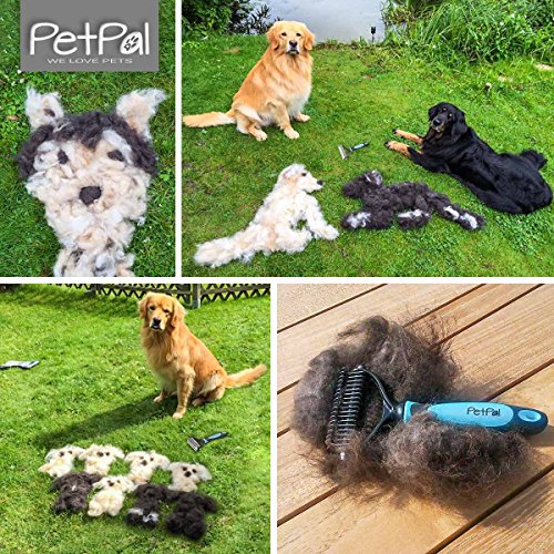 PetPäl Hunde & Katzen Unterwollbürste – Premium Bürste zur Fellpflege - Erleichtert den Fellwechsel – Massagebürste - Entfernt Unterfell & Verfilzungen – Ideal für Haustiere und Pferde