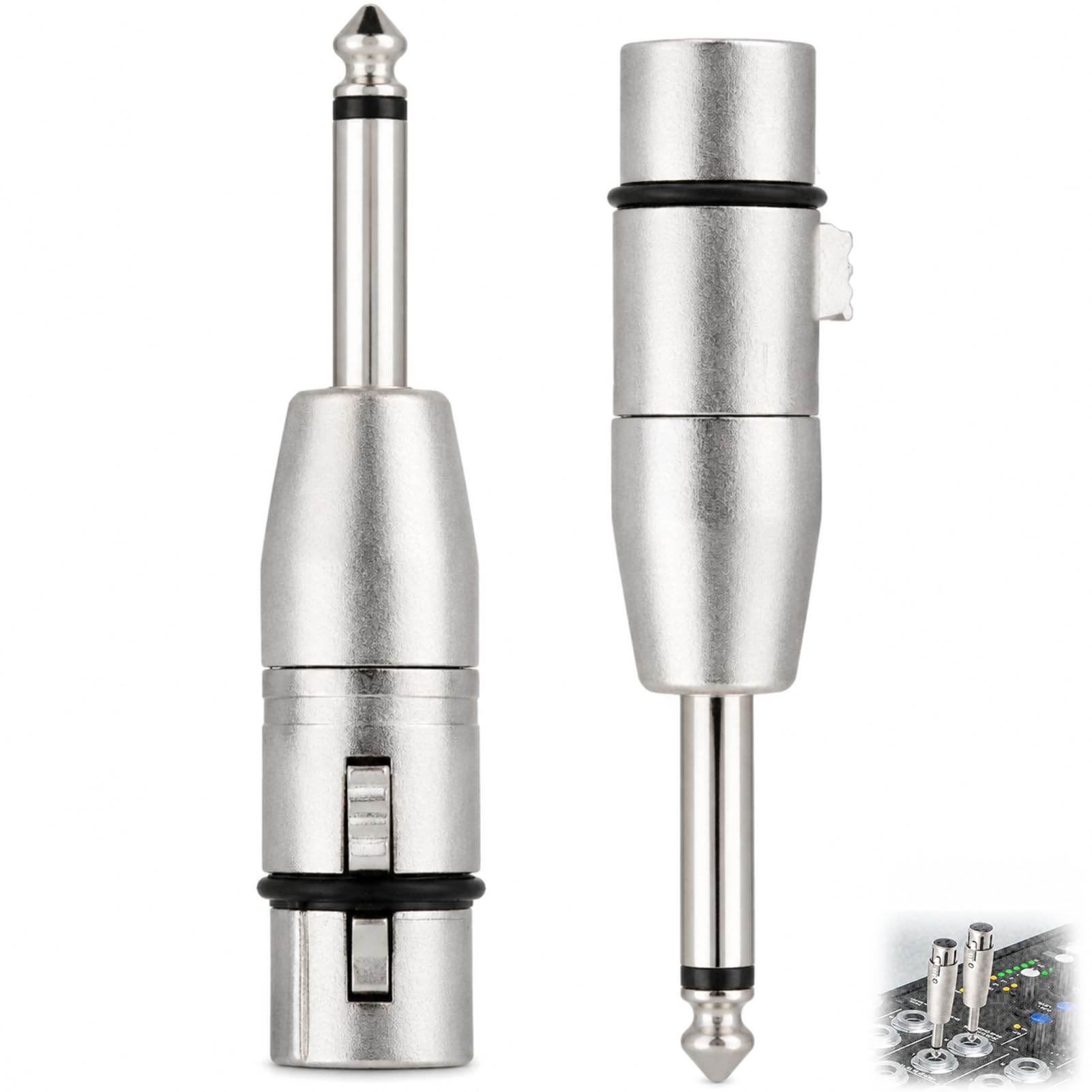 2 Stück XLR auf 6,35mm Adapter, XLR Buchse auf Klinke, Klinke Stecker Buchse 3 Pin Audio Adapter Metallgehäuse symmetrische Signalübertragung kompatibel mit Mischpult Mikrofon Verstärker Studio Bühne