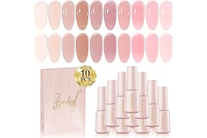 Beautpal Jelly Gel Nail Polish, 10PCS Nude Milky Semi Sheer Pink Gel Polish