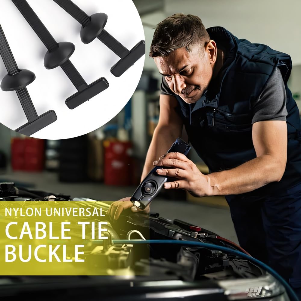 100 Pack Cable Tie Buckle Clips for Cars – Universal Nylon Zip Ties with Pin & Button Lock, UV Resistant Fasteners for Car Body Repair & Wiring Plastic Cable Tie Buckle