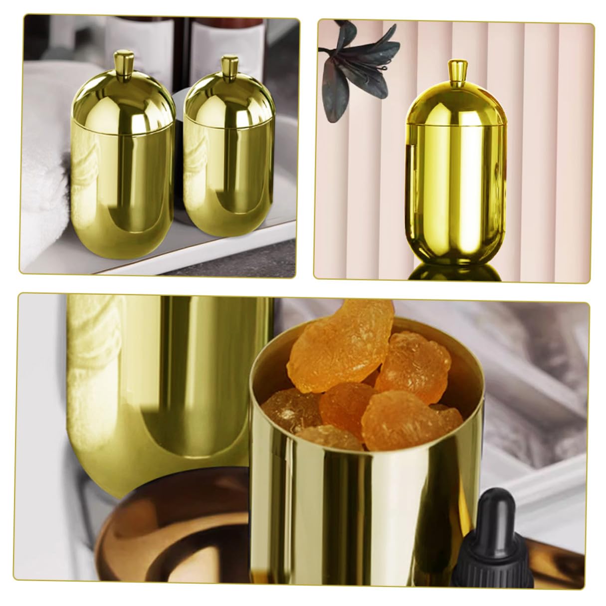Edelstahl Wiederbefüllbare Diffusorflasche in Gold mit Deckel