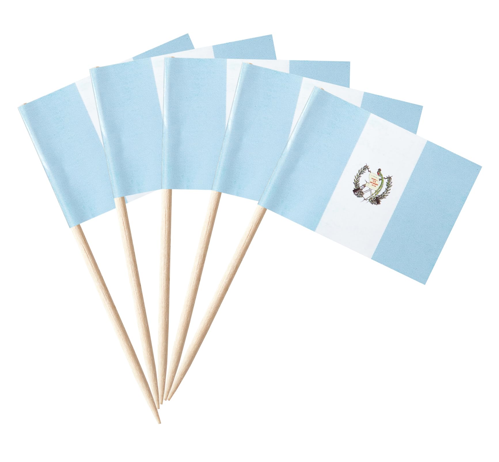 stidsds 100 Pcs Guatemala Flag Guatemalan Toothpick Flags Mini Small Guatemala Cupcake Toppers Stick Flags Banner Country Party Cocktail Fruit Decoration